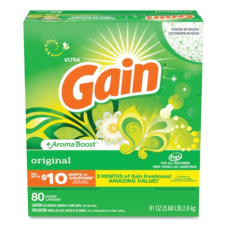 Gain Laundry Detergent, 91 oz Box, Powder, Gain Original, 3 PK 84910